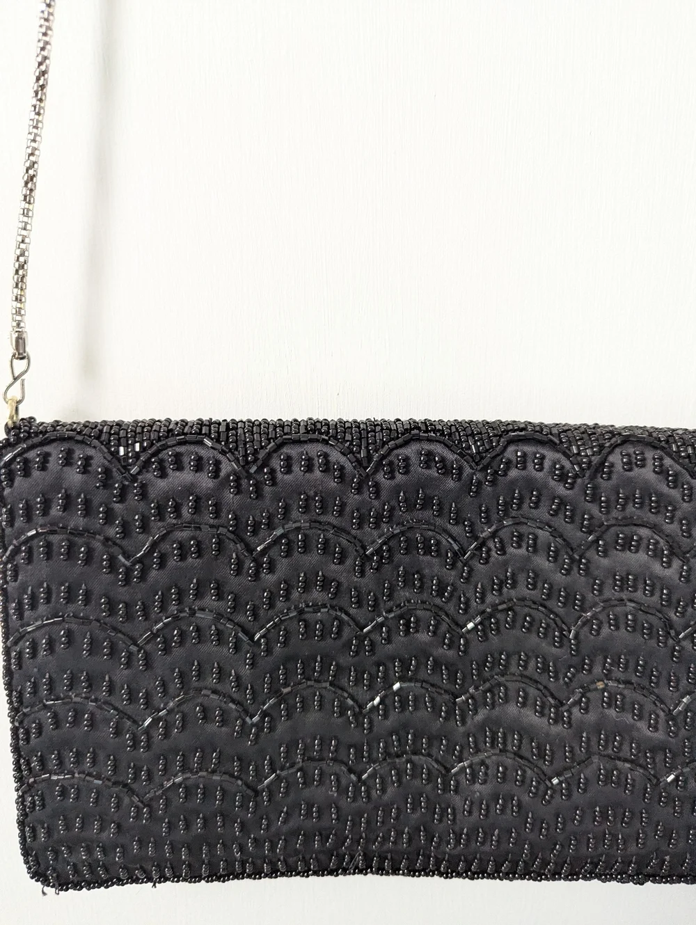La Regale Vintage Unique Beaded Black Chained Shoulder Bag Wedding Prom Gatsby